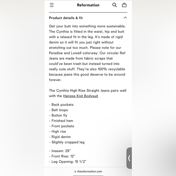 NWT reformation cynthia high rise straight jeans in flora embroidery - Picture 14 of 14